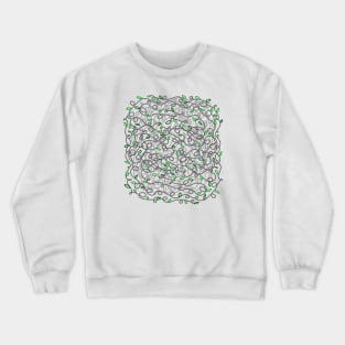 Loopy Twisted Tangled Vines and Leaves Abstract Doodle Design on a light spring green backdrop, made by EndlessEmporium Crewneck Sweatshirt